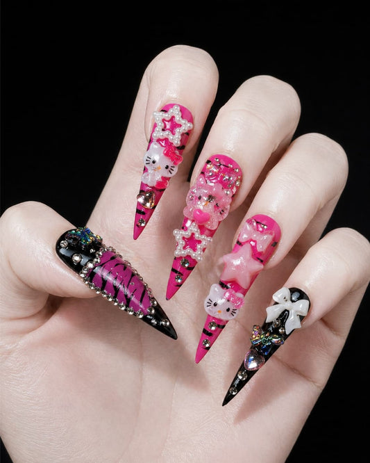 GyaruLab Kitty Glam Spike Press-On Nails