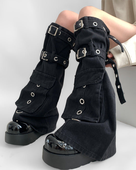GyaruLab Multi-Buckle Cargo Leg Warmers