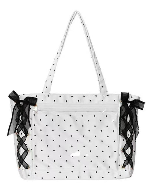 GyaruLab Polka Dot Lace-Up Tote Bag
