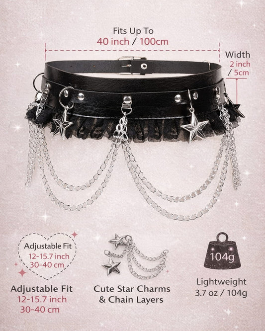 GyaruLab Punk Chain Lace Waist Belt