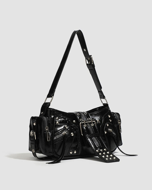 GyaruLab Black Studded Rokku Shoulder Bag