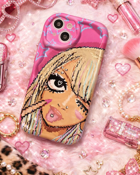 GyaruLab Pixel Art Gyaru Creamy Texture Y2K Phone Case