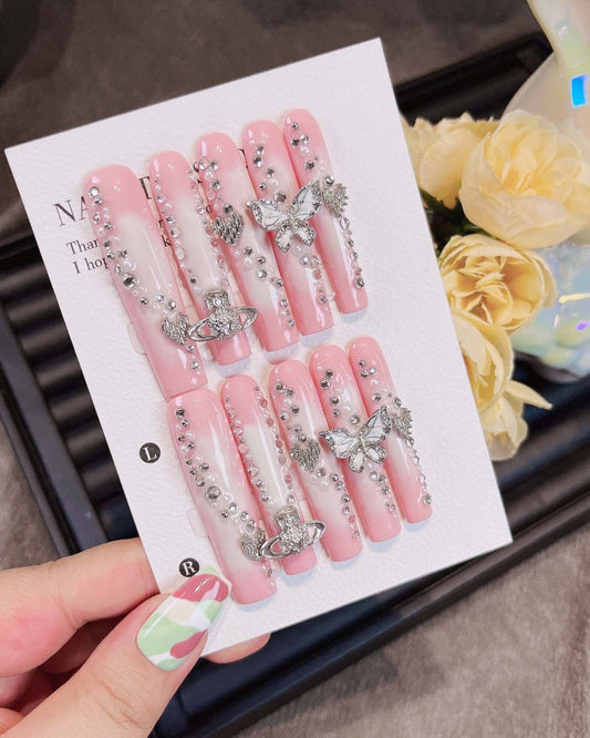 GyaruLab "Cosmic Butterfly" Orb & Crystal Nails - GyaruLab