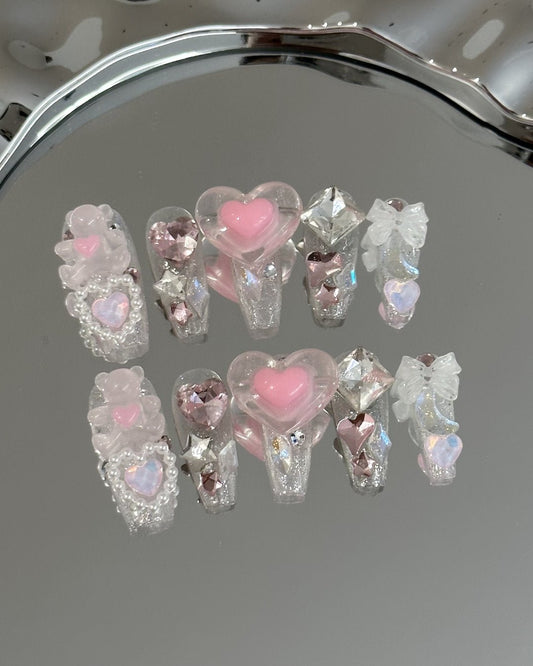 GyaruLab "Glass Heart" Jelly Angel Nails - GyaruLab
