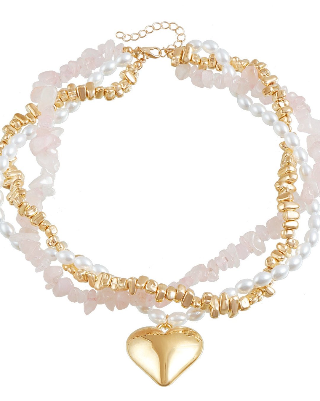 GyaruLab Pearl Heart Charm Choker Necklace - GyaruLab