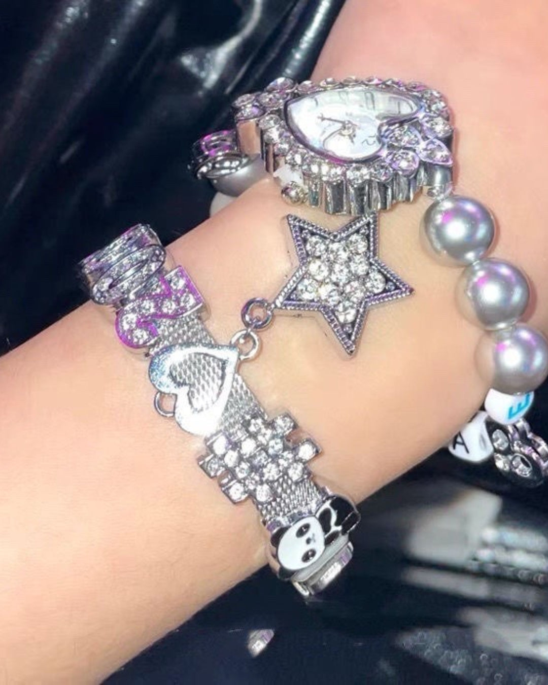 GyaruLab Y2K Rhinestone 2002 Star Charm Bracelet