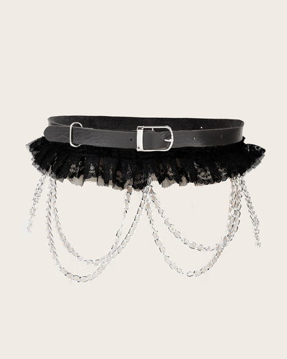 GyaruLab Punk Chain Lace Waist Belt