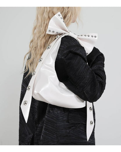 GyaruLab Patent Bow Studded Shoulder Bag