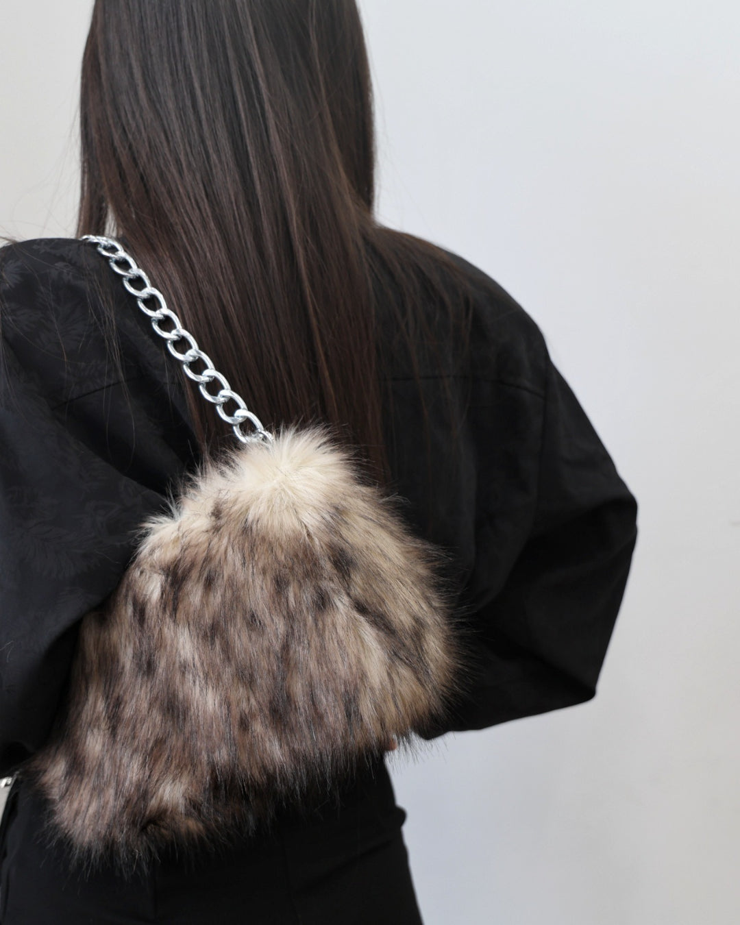 GyaruLab Faux Fur Leopard Shoulder Bag