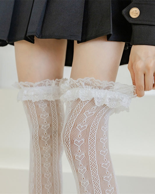 GyaruLab Sheer Lace Knee High Socks