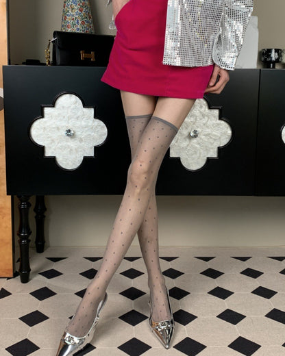 Gyarulab Sheer Polka Dot Knee High Stockings