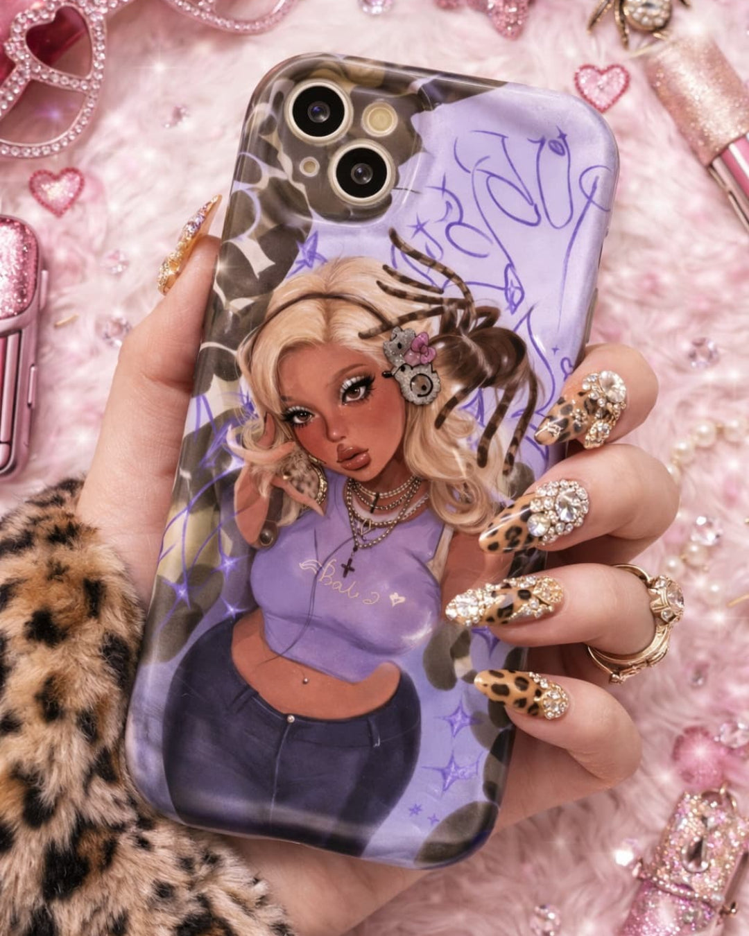 GyaruLab Cyber Purple Spider Gal iPhone Case