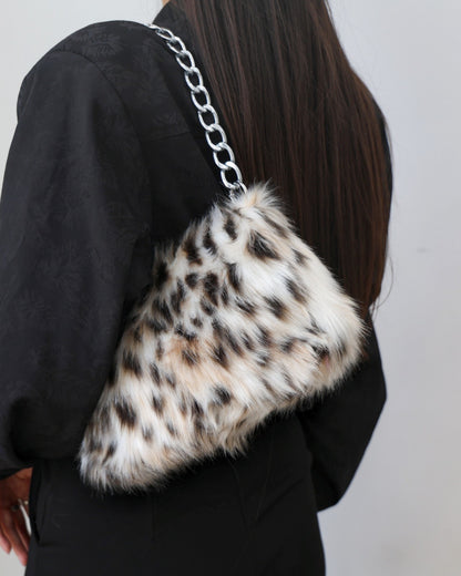 GyaruLab Faux Fur Leopard Shoulder Bag
