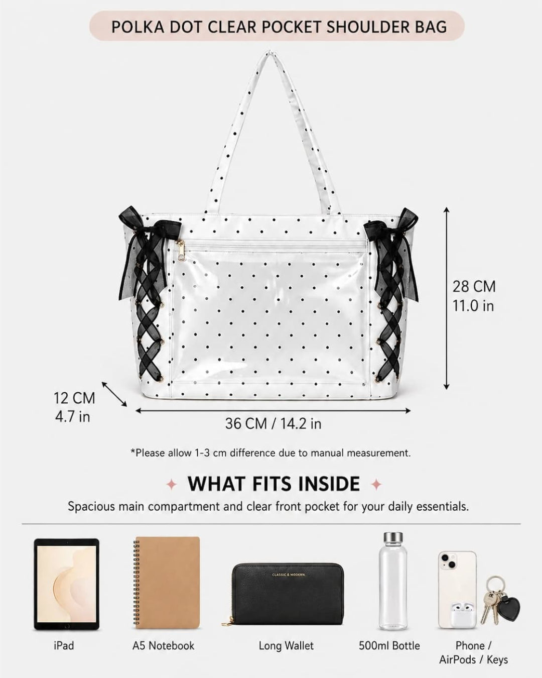 GyaruLab Polka Dot Lace-Up Tote Bag