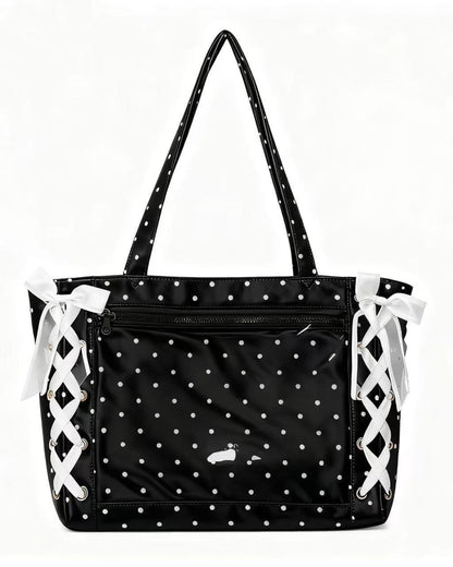 GyaruLab Polka Dot Lace-Up Tote Bag