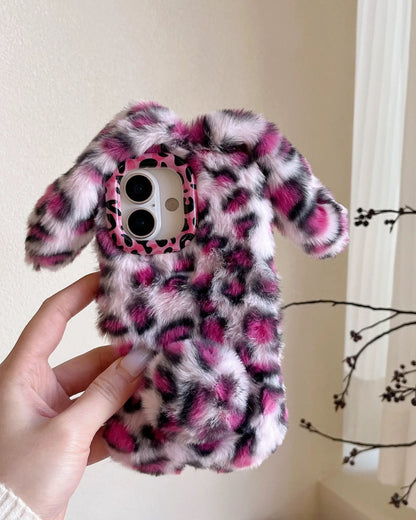 GyaruLab Fluffy Leopard Bunny Phone Case