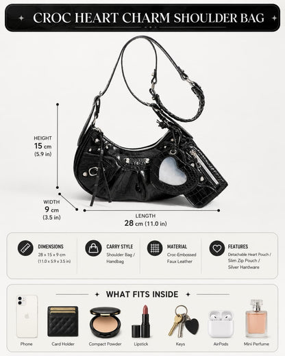 GyaruLab Heart Charm Shoulder Bag