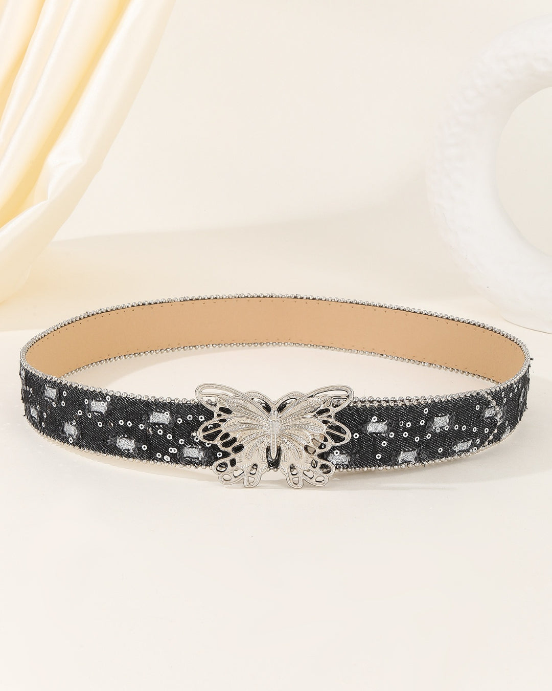 GyaruLab Metallic Butterfly Sequin Waist Belt