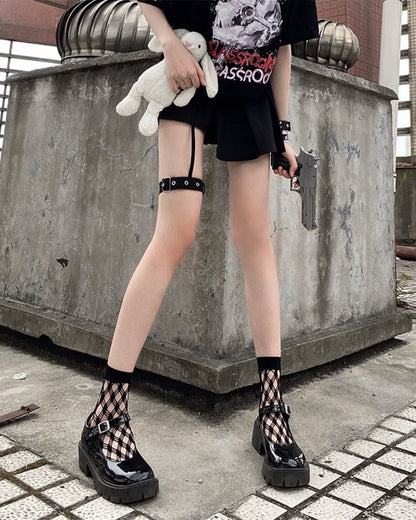 5 Pairs GyaruLab Geometric Fishnet Ankle Socks - GyaruLab