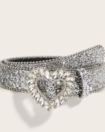 GyaruLab Rhinestone Heart Glitter Belt