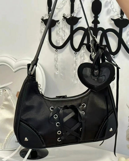 GyaruLab Lace Up Heart Ita Bag – Y2K Kawaii Shoulder Bag