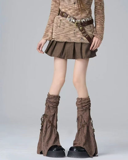 GyaruLab Distressed Layered Leg Covers - Y2K Grunge