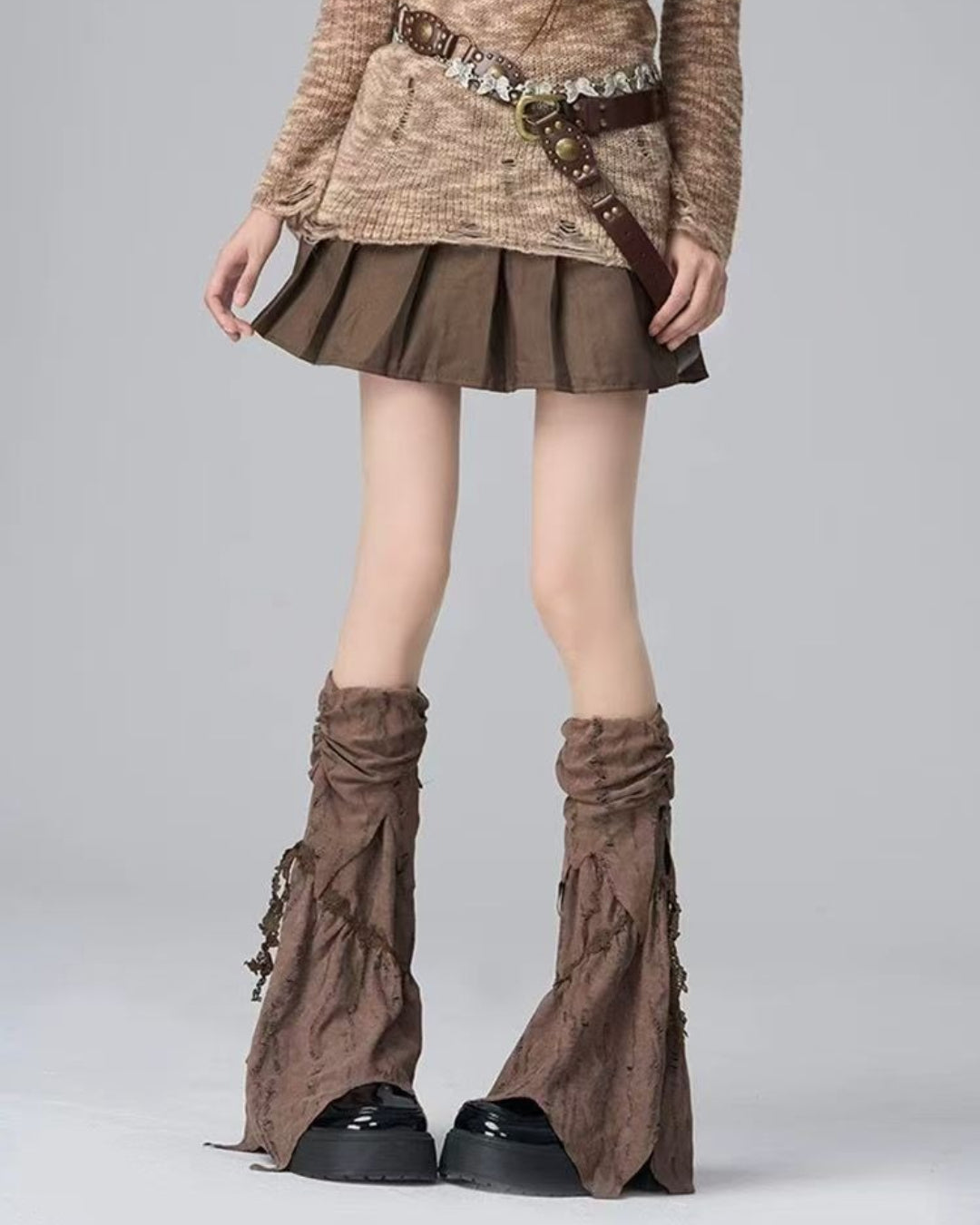 GyaruLab Distressed Layered Leg Covers - Y2K Grunge