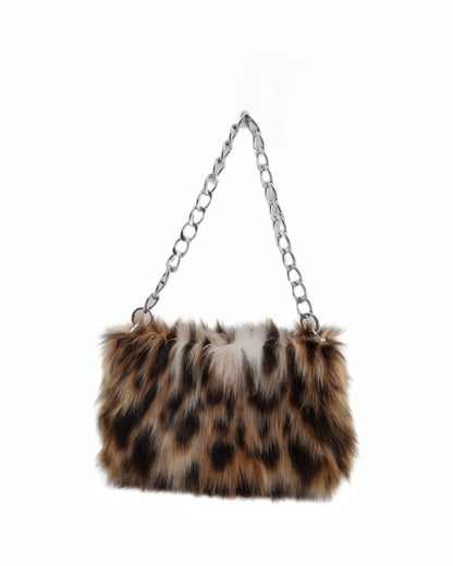 GyaruLab Faux Fur Leopard Shoulder Bag
