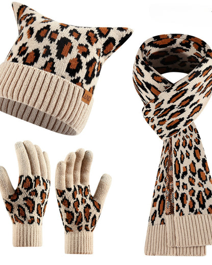 GyaruLab Beanie Scarf Gloves 3-Piece Winter Set