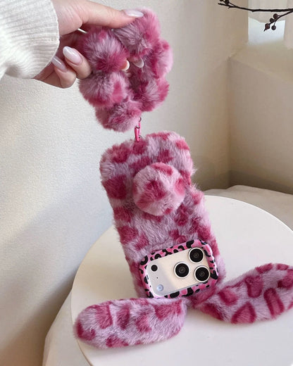 GyaruLab Fluffy Leopard Bunny Phone Case