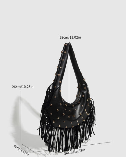 GyaruLab Studded Fringe Shoulder Bag
