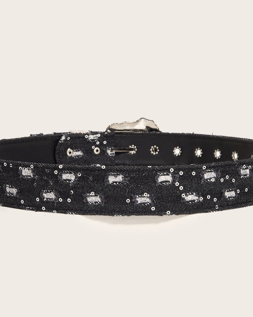 GyaruLab Denim Western Floral Buckle Belt