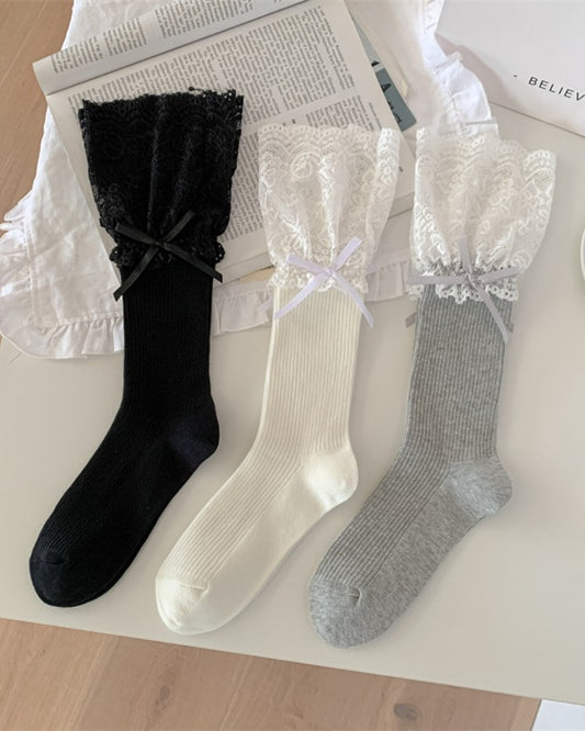 GyaruLab Hime Lace Ribbon Socks – Cute Gyaru Bow Socks