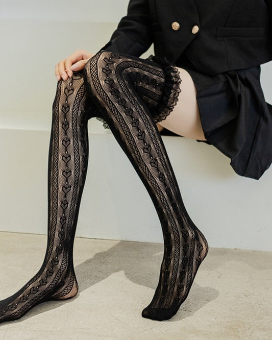 GyaruLab Sheer Lace Knee High Socks