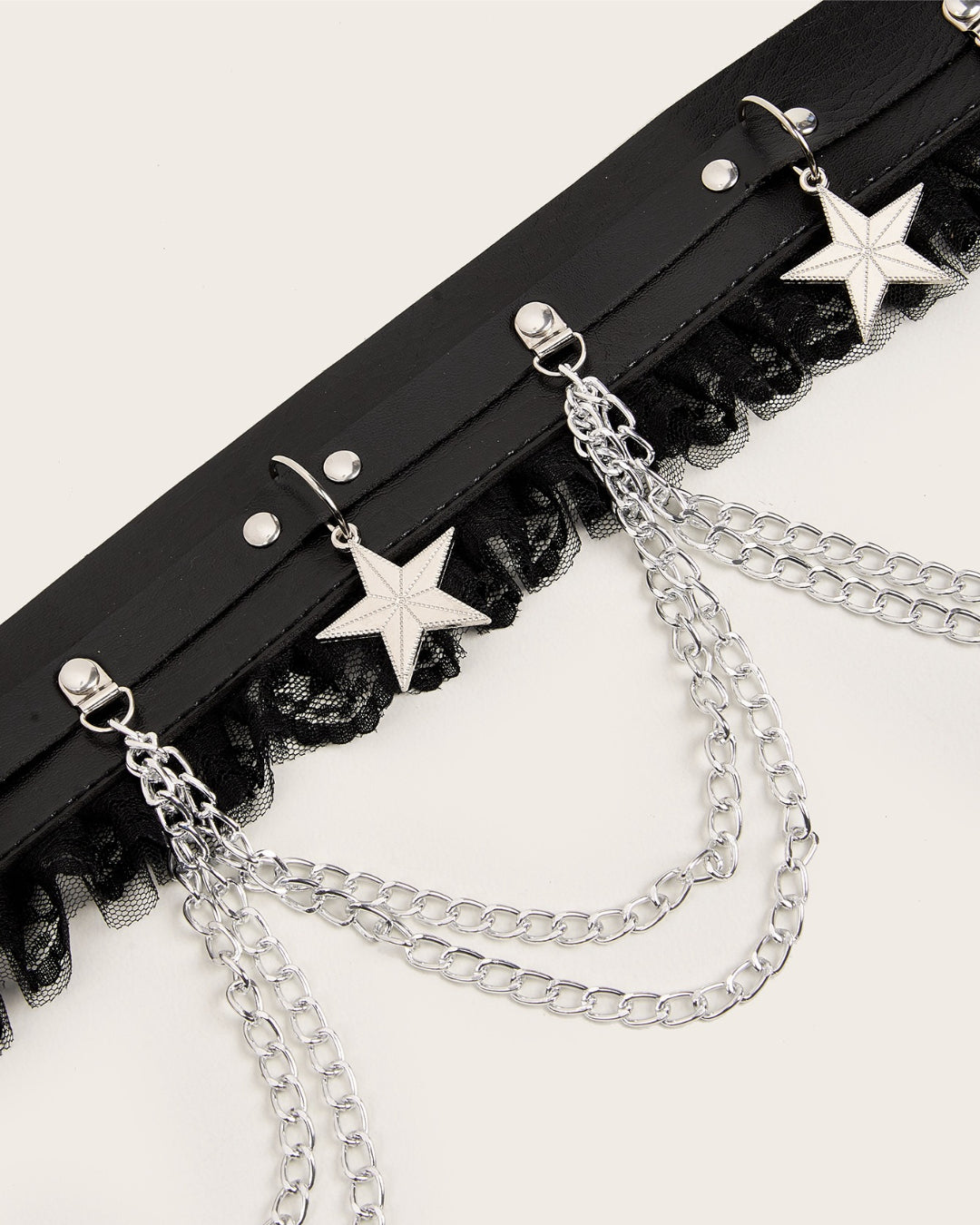 GyaruLab Punk Chain Lace Waist Belt