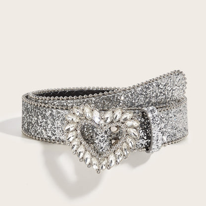 GyaruLab Rhinestone Heart Glitter Belt