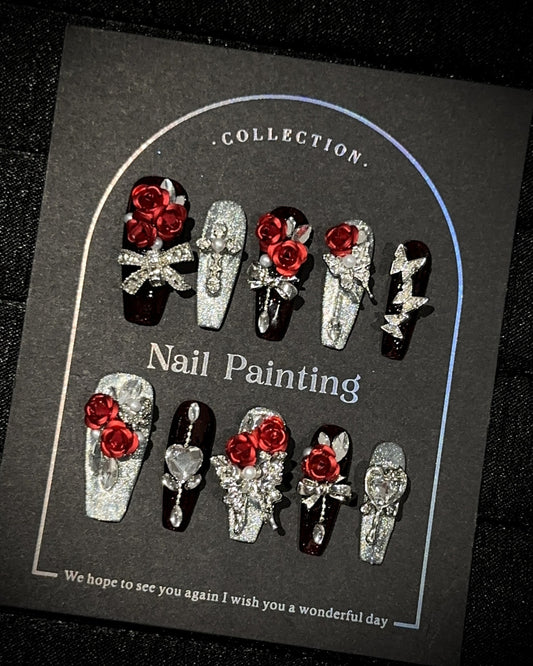 GyaruLab Rose Jewel Press-On Nails