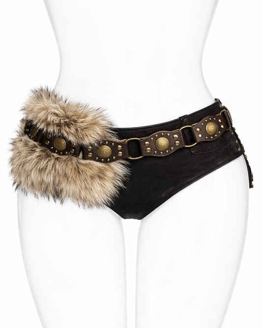 GyaruLab Faux Fur Studded Belt Y2K Amekaji