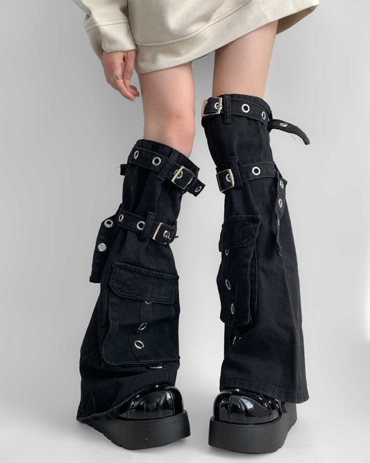 GyaruLab Multi-Buckle Cargo Leg Warmers