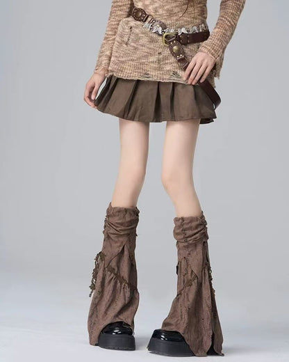GyaruLab Distressed Layered Leg Covers - Y2K Grunge