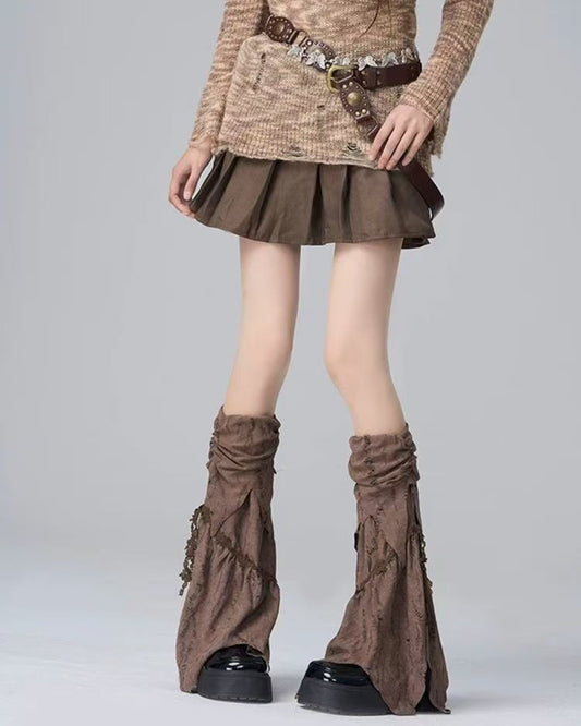 GyaruLab Distressed Layered Leg Covers - Y2K Grunge