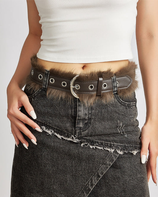 GyaruLab Onee Gyaru Fur Trim Waist Belt
