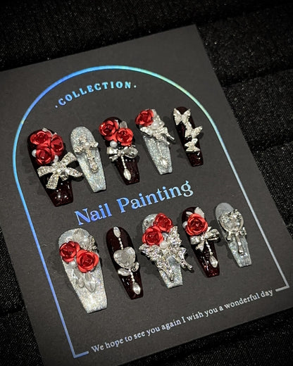 GyaruLab Rose Jewel Press-On Nails