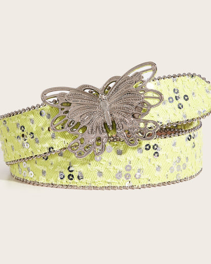 GyaruLab Metallic Butterfly Sequin Waist Belt