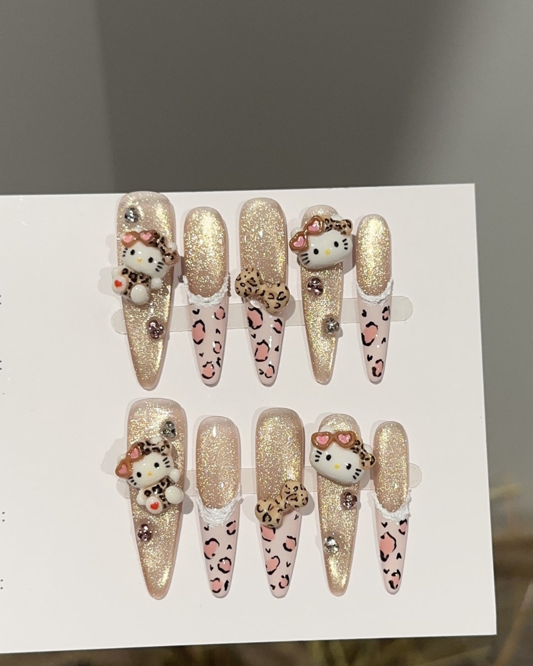 GyaruLab Leopard Kitty Press-On Nail Set