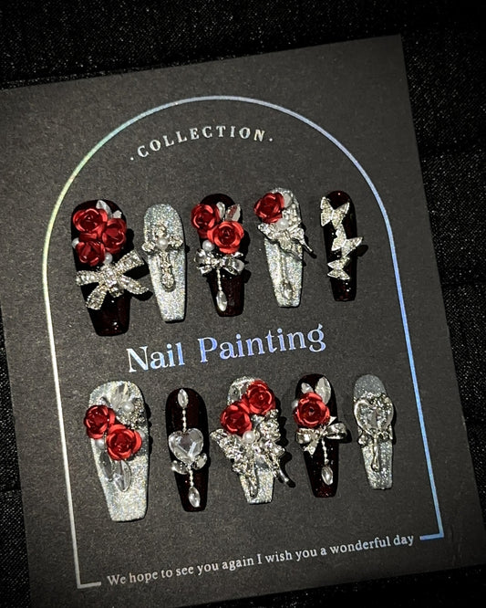 GyaruLab Rose Jewel Press-On Nails