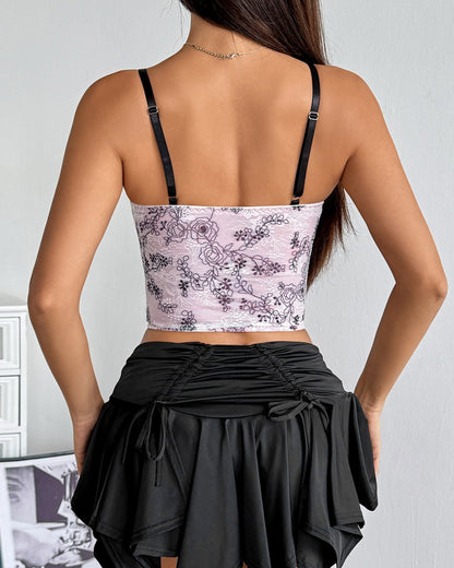 GyaruLab Lace-Up Underwire Corset Bustier Top