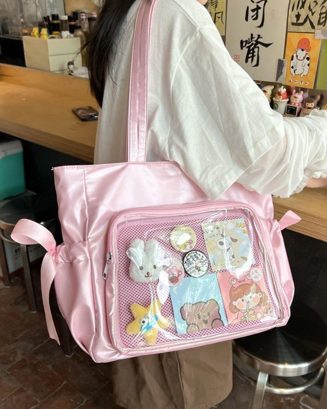 GyaruLab Satin Bow Clear Window Ita Tote Bag