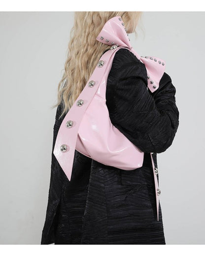 GyaruLab Patent Bow Studded Shoulder Bag
