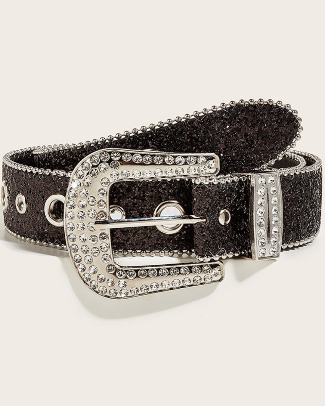 GyaruLab Y2K Rhinestone Heart Buckle Glitter Statement Belt
